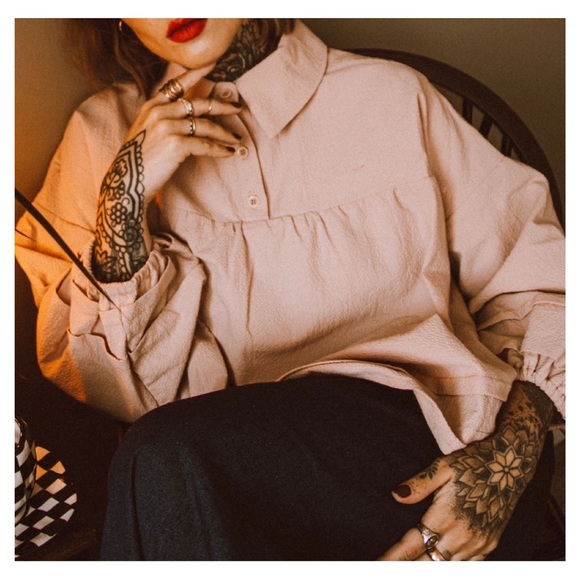 The Make Shed Orchard Top in Rose Collared Blouse Sustainable Brand - Picture 9 of 10